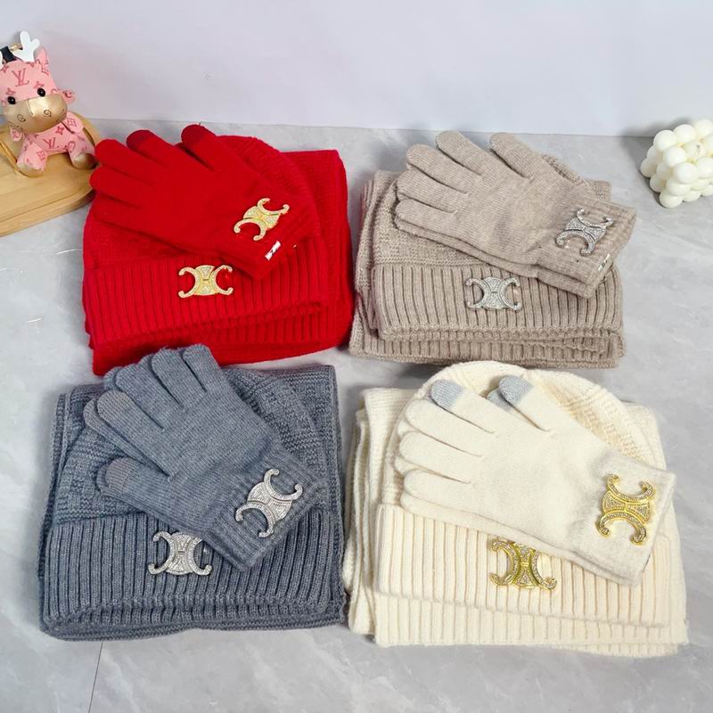 Celine Scarf Hat Gloves dx02